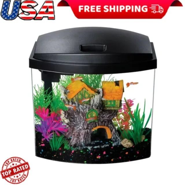 Fish Tank Aquarium Stands Aquatic Starter Kit W/ Power Filter Water Conditioner