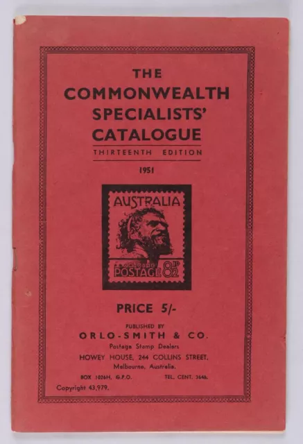 CATALOGUES Australia ACSC 13th Edition, 1951, pub by Orlo-Smith, inc BCOF.