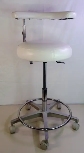 Dental Assistant Stool Chair w/Foot Rest & Arm Support Adjustable Height - White