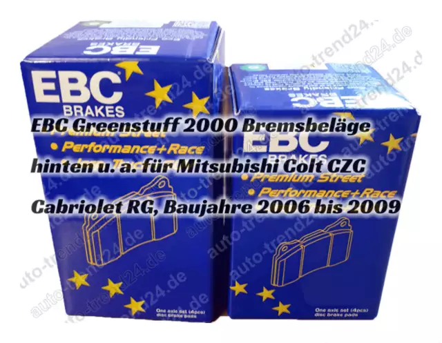 EBC Bremsbeläge hinten u.a.: Mitsubishi Colt CZC Cabriolet RG Bj. 2006-2009 3