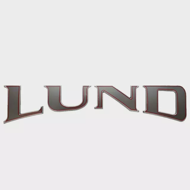 Lund Boat Raised Emblem Logo Decal 2330521 | Silver Red Gray 33 1/2 Inch