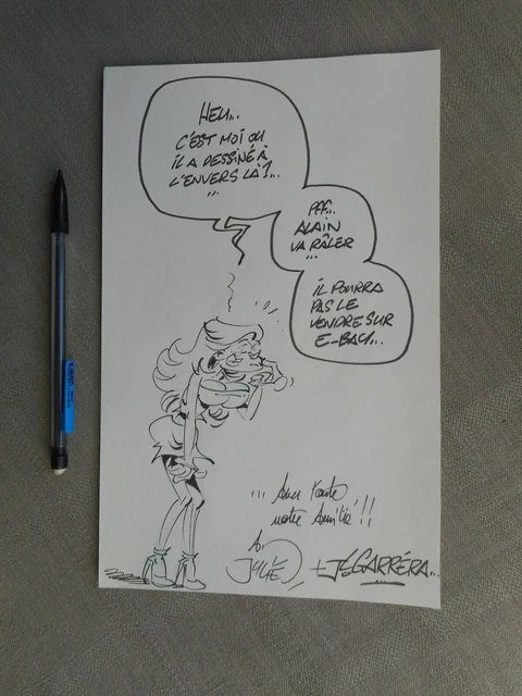Dessin Original BERTHET Sur Menu Salon BD Nîmes 2014 - Dédicacé, Excellent État