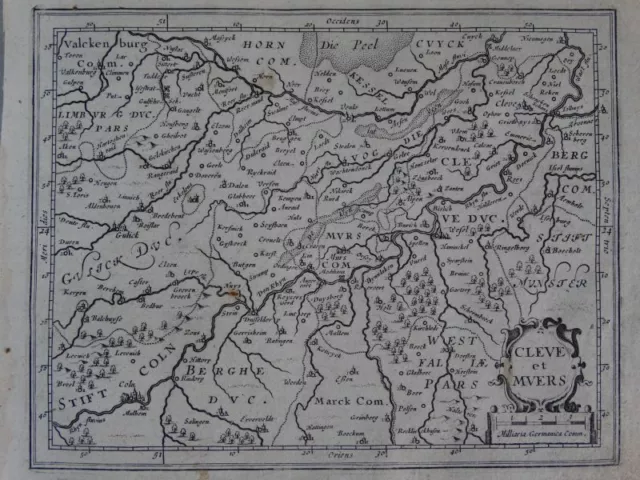 Cleve et Muers - Kupferstich-Karte - Mercator Atlas minor Kleve Westfalen - 1651