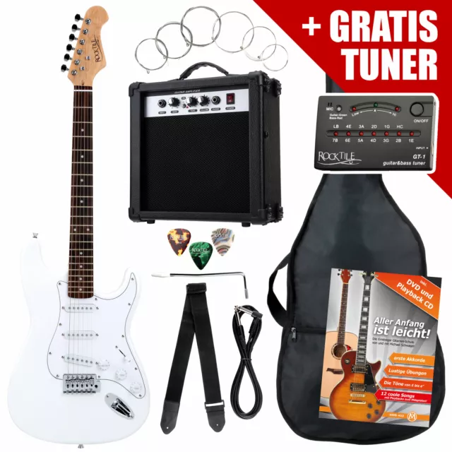 E-Gitarre Komplett Set Verstärker Amplifier Stimmgerät Tuner Gigbag Tasche Gurt