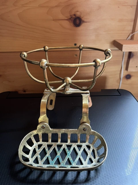 Antique Claw Foot Tub Brass Soap Dish And Sponge Holder -Rim Mount 2