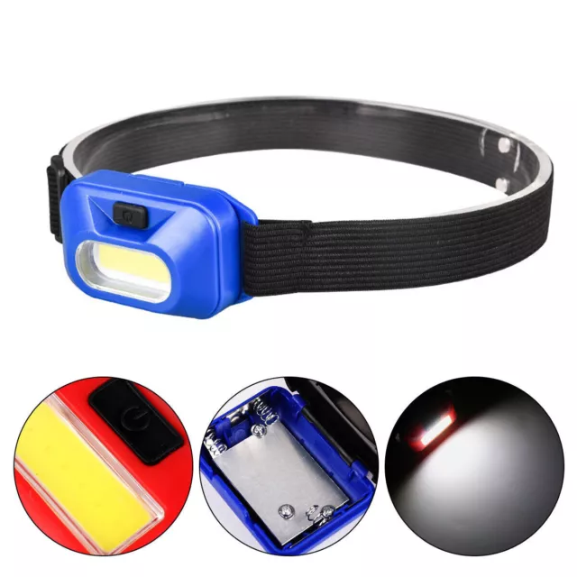 COB LED Head Torch Headlamp Work Light Headlight Waterproof Outdoor Battery UK 3