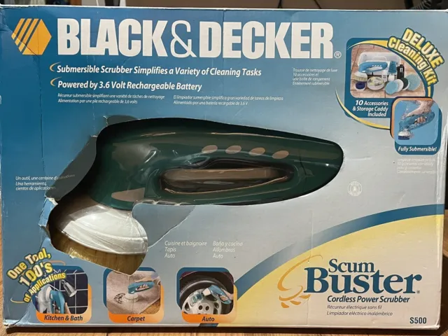 BLACK+DECKER S500 ScumBuster Cordless Power Scrubber Deluxe Cleaning Kit /  NEW
