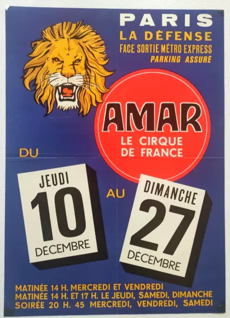 Affiche originale cirque - AMAR le cirque France Paris la Défense