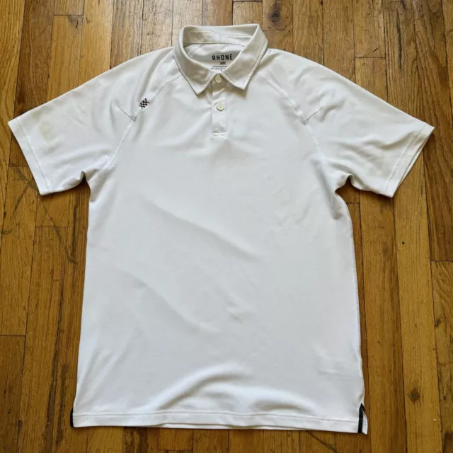 Rhone Polo Shirt Mens Small White Delta Pique Stretch Mesh Cooling Golf Preppy