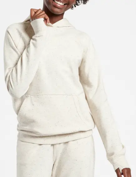 ATHLETA GIRL In your Element Textured Hoodie Ivory Speckled Size M 8/10