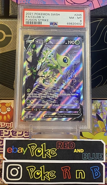 Pokémon Celebi V FULL ART 245 PSA 8 Alt Art 2021 Secret Rare FUSION STRIKE MINT