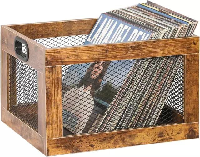 Caja De Almacenamiento Discos De Vinilo Soporte Para Discos Madera Organizador