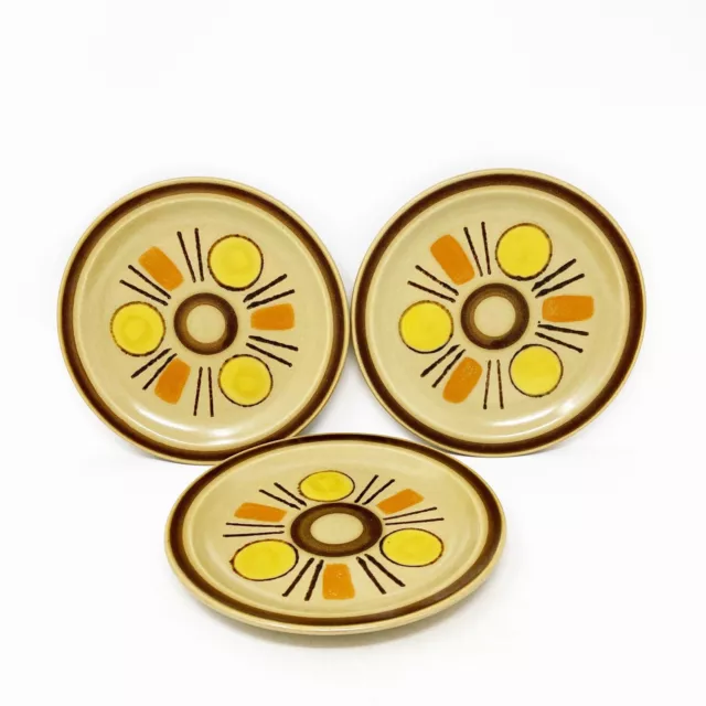 Colorstone Interplay Salad Plates Set Of 3 Handpainted Stoneware Vintage Japan