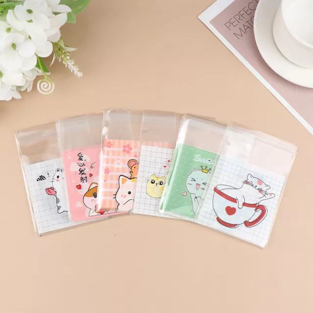 100Pcs Cartoon Cat Biscuit Packaging Bag Candy Gifts Packaging Self-adhesive Bag