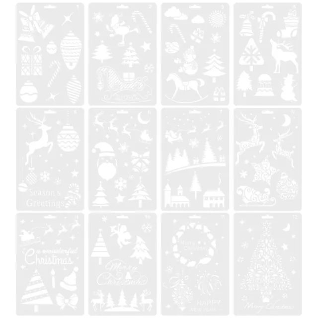 12 Pcs Drawing Stencils Christmas Painting Template Pattern Child