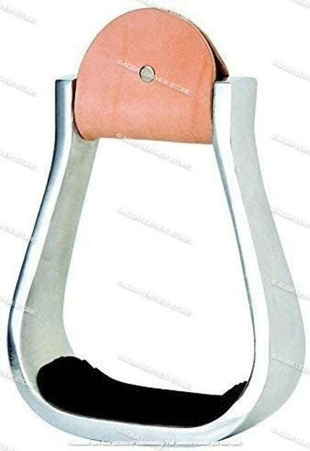 Western Saddle Leather Aluminum Stirrups Show Racing Horse Barrel Silver Reining