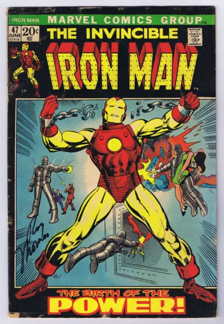 Iron Man #47 GD- Signed w/COA Roy Thomas Origin Retold 1972 Marvel Comics