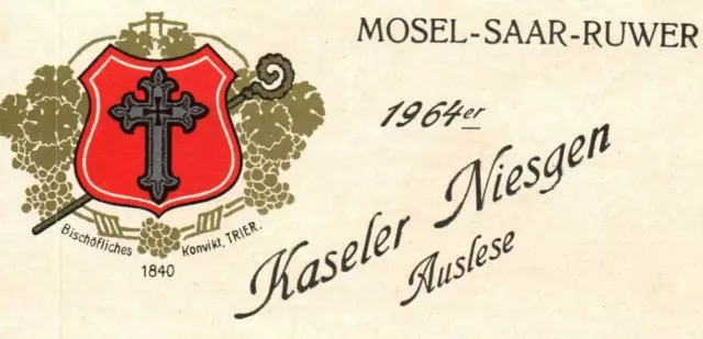 Lovely River Mosel Saar Ruwer Kaseler Nies'chen 1950's-60's German Wine Label
