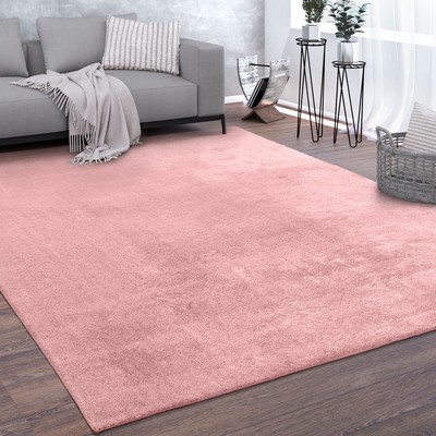 Tappeto per Soggiorno Unicolore Lavabile Morbido 40 x 60 cm Tappeto Camera Soggiorno Salotto Moderno rosa Tappetino di Ciniglia per Il Letto 