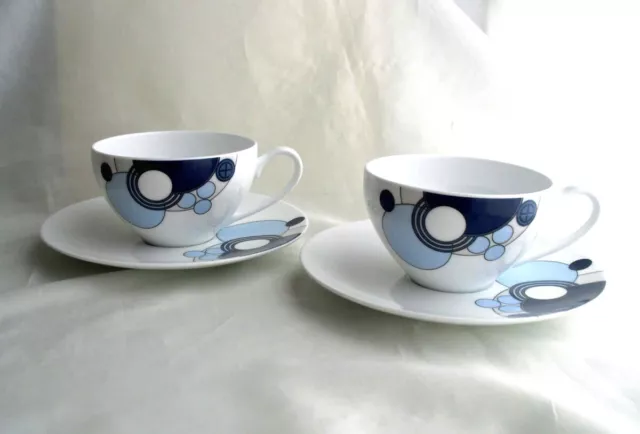 Raro Noritake Frank Lloyd Wright Design Imperiale Blu Tazza e Piattino Paio Set 3