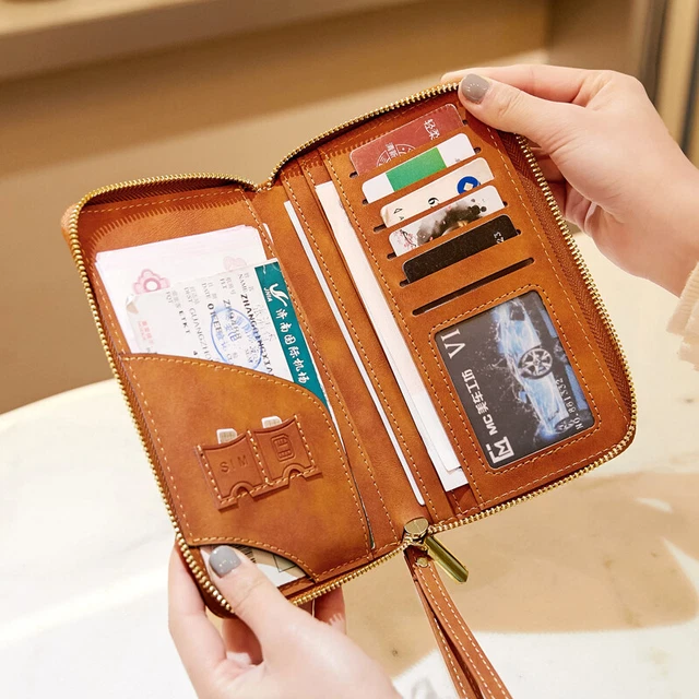 Leather Passport Vaccine Card Passport Holder Travel Safe Rfid Case Cover Wallet 2