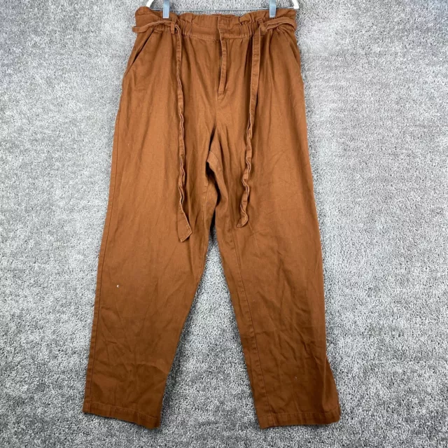 Bella Tilley Bar III Paperbag Pants Women's Size XL Brown High Rise Elastic