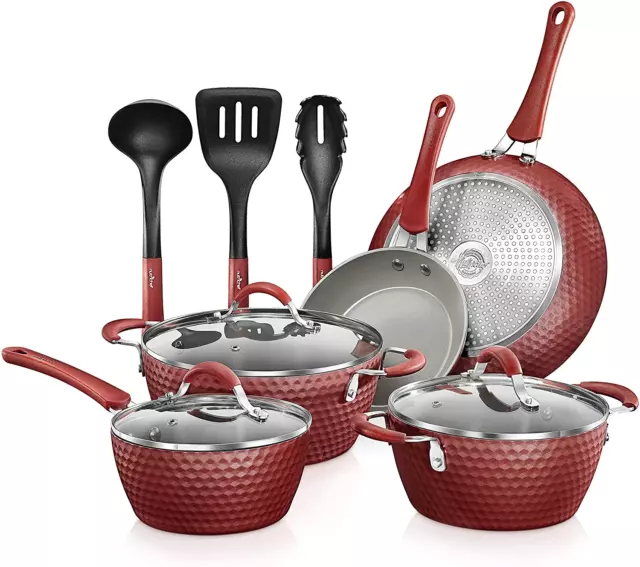 Non-Stick Kitchenware Pots & Pans-11 Pcs. Stylish Kitchen Cookware Set W/Elegant