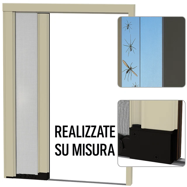 Zanzariera Finestra A Rullo Scorrevole Verticale Riducibile In Alluminio Vernici - Foto 5