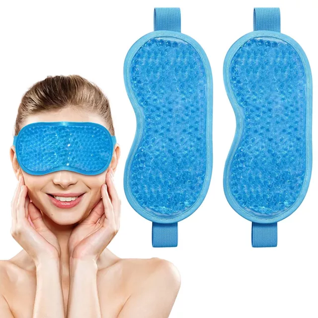 2 Pack Ice Gel Eye Mask Reduce Dark Circles, Reusable Cold Hot Gel Eye Mask, Plu