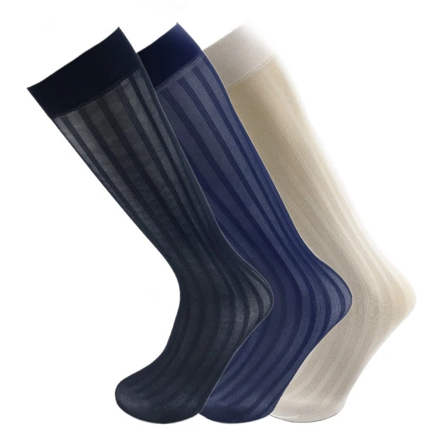 Mâle Chaussettes Hommes Bas Gentleman Hauteur Genou Longueur Paire Rayé Costume