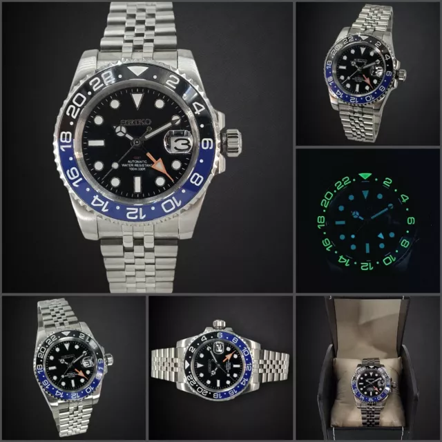 Orologio Cassa 41 mm. GMT 3 fusi orari. Movimento Automatico Nh34 Seiko. Nuovo.