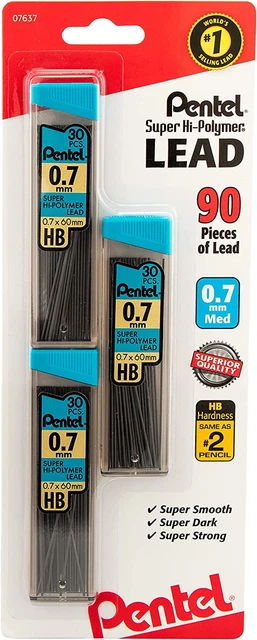 ® Super Hi-Polymer® Leads, 0.7 Mm, Medium, HB, 30 Leads per Tube, Pack of 3 Tube