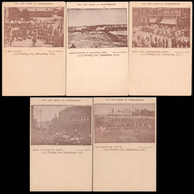 South Africa Transvaal 1896 The Late Crises In Johannesburg Set 5 Postcards Rare