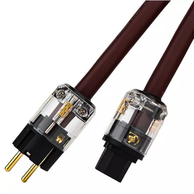 Golden Reference HIFI Audio Power Cord with Gold Plated EU US Power Plug
