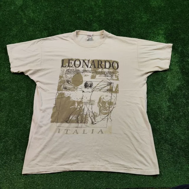 Camiseta Fruit Of The Loom Leonardo Da Vinci Adulto XL Beige Logo Hombre de...