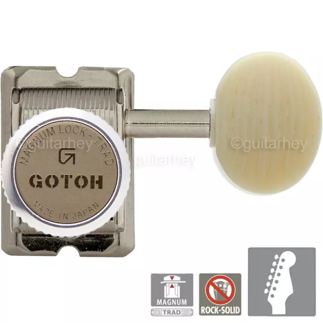 NEW Gotoh SD91-M5 MGT Locking Tuners Set 6 in line STAGGERED Ivory - NICKEL