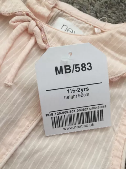 Next robe à col rose bébé fille 1,5-2 ans neuve avec étiquettes magnifique 3