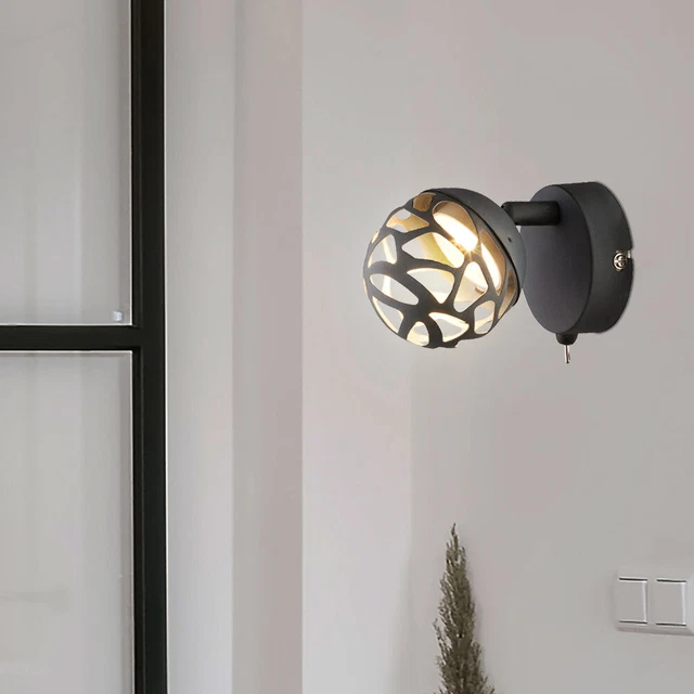EGLO Applique Murale Buzz-LED Métal Noir - Spot Orientable Avec Douille GU10 Pour Salon Et Couloir