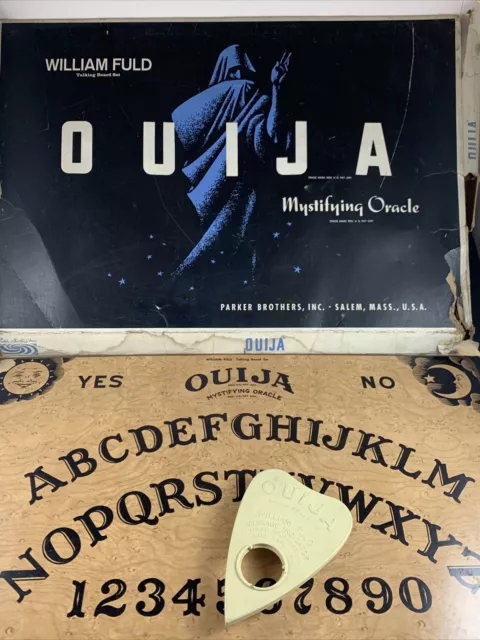 Vintage William Fuld Ouija Board Parker Brothers Wood Box Planchette 1960s