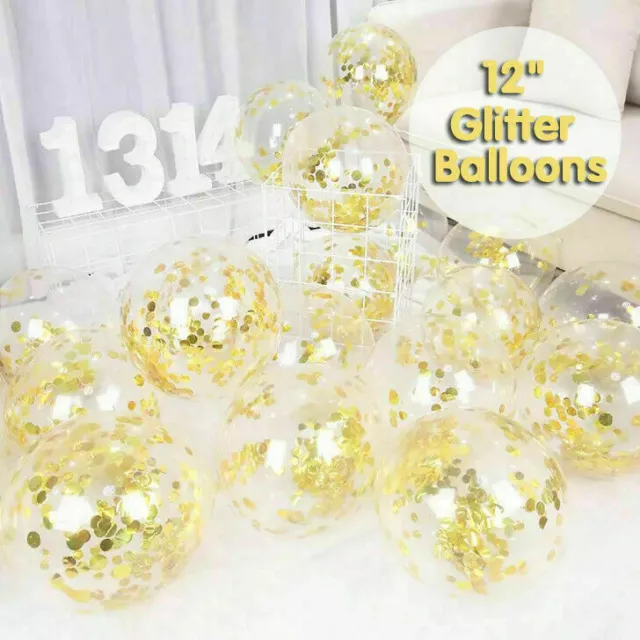 10/100x 30cm Confetti Balloons Glitter Clear Latex Birthday Party Wedding Sequin