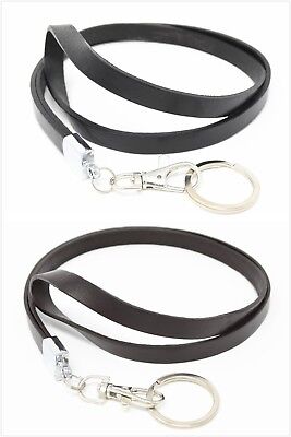 Deluxe Genuine Leather Neck Lanyard with Lobster Hook and Key chain