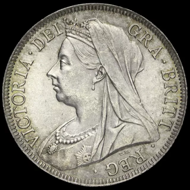 1900 Queen Victoria Veiled Head Silver Half Crown, Choice Uncirculated