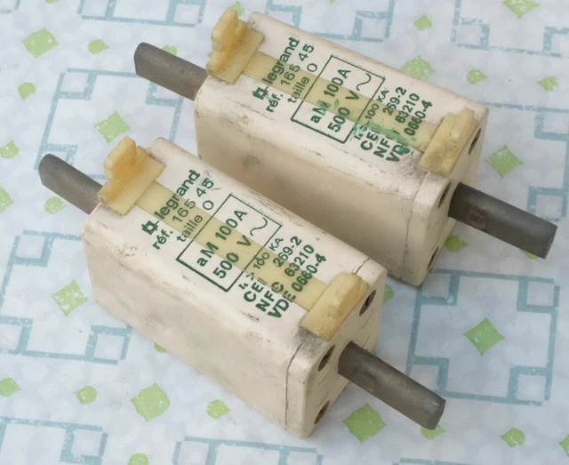 2X Legrand 0 165 45 Cartouche 100A couteau aM taille 0 avec voyant Lot de 2 5