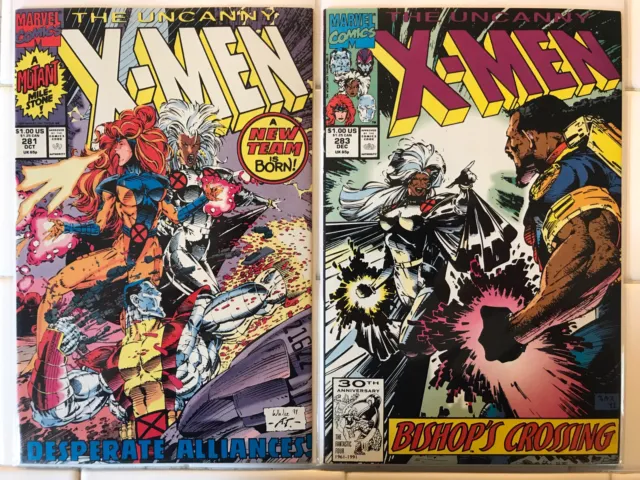 Uncanny X-Men Vol 1 #281 & 283 1st App Trevor Fitzroy & Bishop VF/NM Marvel 1991