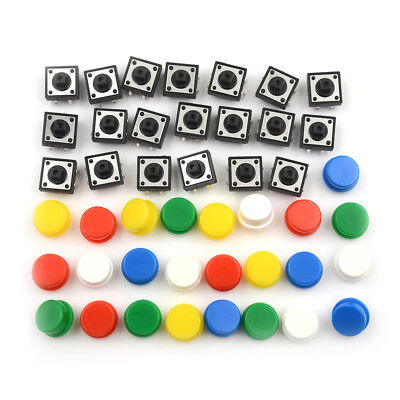 20Sets Momentary Tactile Push Button Touch Micro Switch 4P PCB Caps 12x12x7..hm