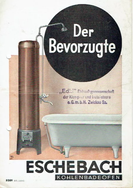 Eschebach Radeberg Prospekt Der bevorzugte Kohlenbadeofen 1936