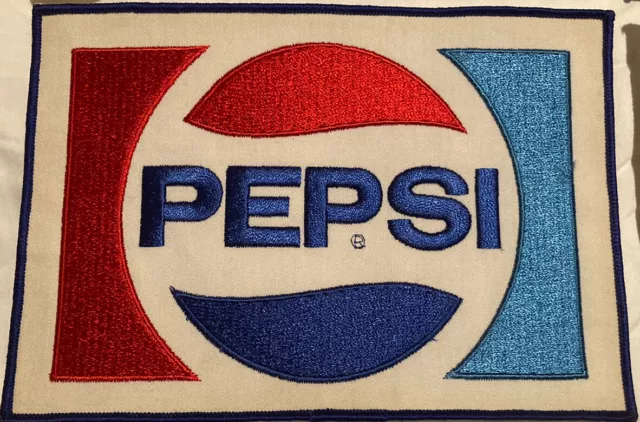 Pepsi Logo Embroidered Patch - Large 9”x6.25”  - Sew On Vintage 1980's  - New!