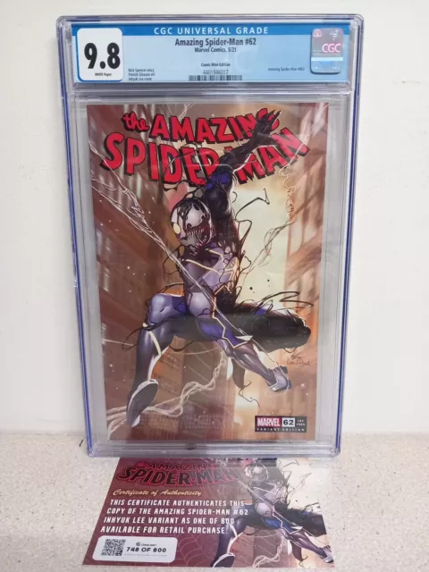 Rare Amazing Spider-Man #62 Inhyuk Lee Variant Cgc 9.8 🔥🔥 2021 Coa Ltd 800