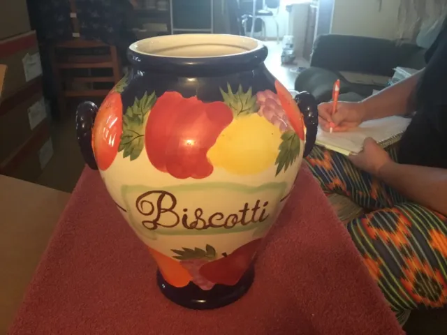 Large Biscotti Hand Painted for Noni Ceramic Cookie Jar