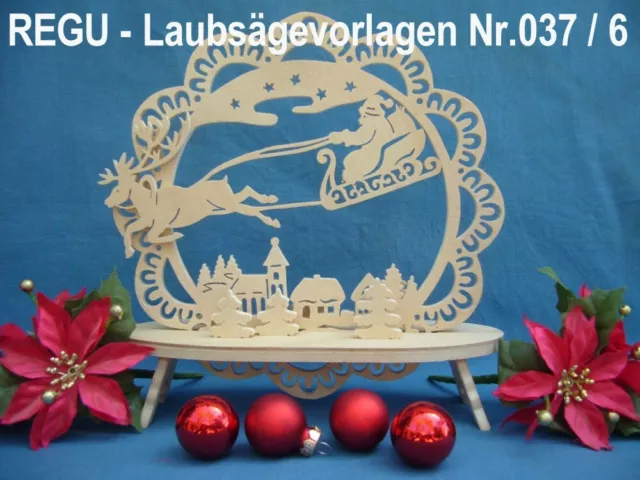 REGU - Laubsägevorlagen N037/6 "Weihnachtsmann mit Rentier RUDOLF" TOP - Vorlage